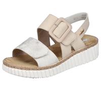 Plateausandale RIEKER, Damen, Gr. 43, beige (hellbeige, sanftes weiß), Lederimitat, Schuhe Plateausandale, Sommerschuh, Sandalette, Keilabsatz, in bequemer Form, Topseller (36945542-43)