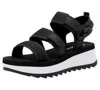 Plateausandale RIEKER SPORT "Adelaide", Damen, Gr. 37, schwarz, Leder, Textil, unifarben, Schuhe, Sommerschuh, Outdoorsandale, Sandalette mit Klettverschlüsse (85727614-37) schwarz