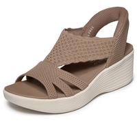 Plateausandale SKECHERS "PARALLEL LITE-SUMMER INVITE", Damen, Gr. 35, braun, Textil, Strukturmuster, Schuhe, Schlupfschuh, Sandalette, Sommerschuh mit softem Fersenriemen (65603655-35) braun