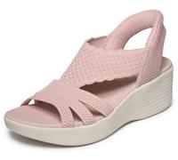 Plateausandale SKECHERS "PARALLEL LITE-SUMMER INVITE", Damen, Gr. 36, rosa, Textil, Strukturmuster, Schuhe, Schlupfschuh, Sandalette, Sommerschuh mit softem Fersenriemen (69853029-36) rosa