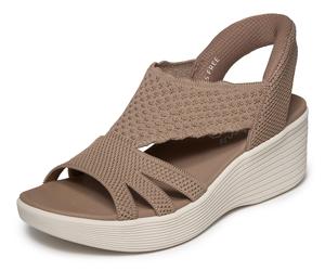 Plateausandale SKECHERS "PARALLEL LITE-SUMMER INVITE", Damen, Gr. 41, braun, Textil, Strukturmuster, Schuhe, Schlupfschuh, Sandalette, Sommerschuh mit softem Fersenriemen (65603655-41) braun