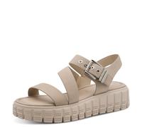 Plateausandale TAMARIS, Damen, Gr. 37, taupe, Lederimitat, Schuhe, Sommerschuh, Plateausandalale in veganer Verarbeitung (62918817-37) taupe