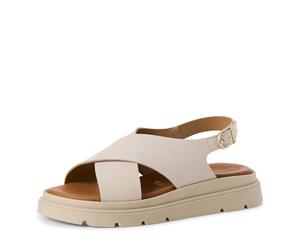 Plateausandale TAMARIS, Damen, Gr. 38, ivory, Nubukleder, unifarben, Schuhe, Plateau, Riemchensandale mit Touch it-Ausstattung (10384228-38) ivory