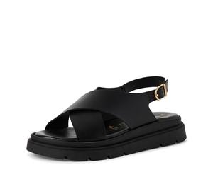 Plateausandale TAMARIS, Damen, Gr. 42, schwarz, Glattleder, unifarben, Schuhe, Plateau, Riemchensandale mit Touch it-Ausstattung (54146048-42) schwarz