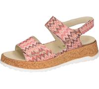 Plateausandale WALDLÄUFER "H-LIBBY", Damen, Gr. 6 (39), melone kombiniert, Nappaleder, gemustert, Schuhe, Sommerschuh, Sandalette, Bequemschuh mit Klettverschlüsse, H-Weite (92322518-6) melone kombini