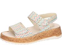 Plateausandale WALDLÄUFER "H-LIBBY", Damen, Gr. 6,5, multicolor, Nappaleder, gemustert, Schuhe, Sommerschuh, Sandalette, Bequemschuh mit Klettverschlüsse, H-Weite (31729834-6,5) multicolor