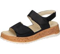 Plateausandale WALDLÄUFER "H-LIBBY", Damen, Gr. 7 (40,5), schwarz, Nappaleder, Nubukleder, unifarben, Schuhe, Sommerschuh, Sandalette, Bequemschuh mit Klettverschlüsse, H-Weite (75667460-7) schwarz