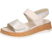 Plateausandale WALDLÄUFER "H-LIBBY", Damen, Gr. 7,5 (41), beige (creme, silberfaren), Nappaleder, Veloursleder, metallic, Schuhe, Sommerschuh, Sandalette, Bequemschuh mit Klettverschlüsse, H-Weite (48
