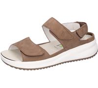 Plateausandale WALDLÄUFER "H-MAILA", Damen, Gr. 4 (37), taupe, Nubukleder, unifarben, Basic, Schuhe, Sommerschuh, Klettschuh, Sandalette in Komfortweite H (= sehr weit) (32277936-4) taupe