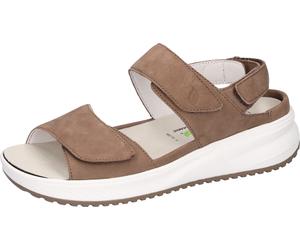 Plateausandale WALDLÄUFER "H-MAILA", Damen, Gr. 7 (40,5), taupe, Nubukleder, unifarben, Basic, Schuhe, Sommerschuh, Klettschuh, Sandalette in Komfortweite H (= sehr weit) (32277936-7) taupe