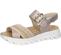 Plateausandale WALDLÄUFER "H-NELE", Damen, Gr. 5 (38), goldfarben, hellbeige, Nappaleder, Textil, kontrastfarbene Details, metallic, Schuhe, Sommerschuh, Klettschuh, Bequemschuh in Komfortweite H (= s