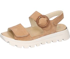 Plateausandale WALDLÄUFER "H-NELE", Damen, Gr. 5 (38), hellbraun, Nubukleder, unifarben, Schuhe, Sommerschuh, Klettschuh in Komfortweite H (= sehr weit) (23886036-5) hellbraun