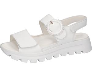 Plateausandale WALDLÄUFER "H-NELE", Damen, Gr. 5,5 (38,5), weiß, Nappaleder, unifarben, Schuhe, Sommerschuh, Klettschuh in Komfortweite H (= sehr weit) (24974752-5,5) weiß