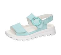 Plateausandale WALDLÄUFER "H-NELE", Damen, Gr. 6 (39), blau (hellblau), Veloursleder, unifarben, Schuhe, Sommerschuh, Sandalette, Klettschuh in Komfortweite H (= sehr weit) (89569832-6) hellblau