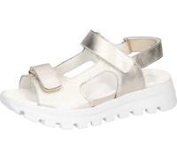 Plateausandale WALDLÄUFER "H-NELE", Damen, Gr. 6 (39), gold (goldfarben), Nubukleder, metallic, Schuhe, in Komfortweite H (= sehr weit) (66819703-6) goldfarben