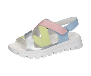 Plateausandale WALDLÄUFER "H-NELE", Damen, Gr. 6,5, bunt (multi), Lackleder, Nubukleder, Veloursleder, mehrfarbig, Schuhe, Sommerschuh, Klettschuh, Sandalette in Komfortweite H (= sehr weit) (70494842