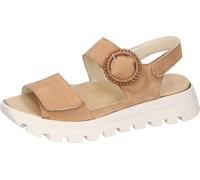 Plateausandale WALDLÄUFER "H-NELE", Damen, Gr. 6,5, hellbraun, Nubukleder, unifarben, Schuhe, Sommerschuh, Klettschuh in Komfortweite H (= sehr weit) (23886036-6,5) hellbraun