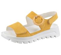 Plateausandale WALDLÄUFER "H-NELE", Damen, Gr. 7 (40,5), gelb (sonnengelb), Veloursleder, unifarben, Schuhe, Sommerschuh, Sandalette, Klettschuh in Komfortweite H (= sehr weit) (56838063-7) sonnengelb