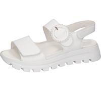 Plateausandale WALDLÄUFER "H-NELE", Damen, Gr. 7,5 (41), weiß, Nappaleder, unifarben, Schuhe, Sommerschuh, Klettschuh in Komfortweite H (= sehr weit) (24974752-7,5) weiß