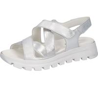Plateausandale WALDLÄUFER "H-NELE", Damen, Gr. 8 (42), silber (silberfarben), Nappaleder, metallic, Schuhe, Sommerschuh, Sandalette, Bequemschuh in Komfortweite H (= sehr weit) (92406352-8) silberfarb