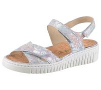 Plateausandale WALDLÄUFER "H-WILLOW", Damen, Gr. 5,5 (38,5), silber (silberfarben multi), Nubukleder, metallic, Schuhe, Klettschuh, Sommerschuh, Bequemschuh in Komfortweite H (= sehr weit) (54770634-5