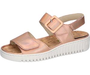 Plateausandale WALDLÄUFER "H-WILLOW", Damen, Gr. 7 (40,5), rosa (rose metallic), Veloursleder, metallic, Basic, Schuhe, Sommerschuh, Klettschuh, Bequemschuh mit Korkfußbett, H-Weite (79203356-7) rose