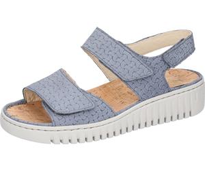 Plateausandale WALDLÄUFER "K-VALERIE", Damen, Gr. 5,5 (38,5), blau (jeansblau), Nubukleder, Flechtoptik, Basic, Schuhe, Sommerschuh, Bequemschuh, Klettschuh in Extraweite K (54686652-5,5) jeansblau