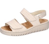 Plateausandale WALDLÄUFER "K-VALERIE", Damen, Gr. 7 (40,5), creme, Nubukleder, Flechtoptik, Basic, Schuhe, Sommerschuh, Bequemschuh, Klettschuh in Extraweite K (68401417-7) creme