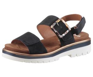 Plateausandaletten ARA "MALAGA", Damen, Gr. 36, blau (dunkelblau), Ziegenveloursleder, Schuhe Riemchensandale Sandale, Plateausandale, Klettschuh in Bequemweite G (= weit) (34857118-36) dunkelblau