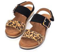 Plateausandaletten ARA "MALAGA", Damen, Gr. 36, bunt (schwarz, leo), Veloursleder, Schuhe Riemchensandale Sandale, Plateausandale, Klettschuh in Bequemweite G (= weit) (37296466-36) schwarz, leo