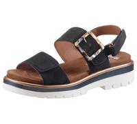 Ara Damen Sandaletten Malaga - Plateausandalette, Ziegenveloursleder, Blau, Gr. 43, Weite G