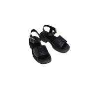Plateausandaletten CALVIN KLEIN "CHUNKY SANDAL LTH MG", Damen, Gr. 39, schwarz, Leder, unifarben, Basic, Schuhe, Sommerschuh, Sandale, Blockabsatz, mit Schnallenverschluss (52688647-39) schwarz