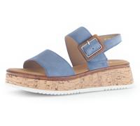 Plateausandaletten GABOR "RHODOS", Damen, Gr. 42, blau (jeansblau), Ziegenveloursleder, unifarben, Schuhe Plateausandaletten, Keilabsatz, Sommerschuh in bequemer Schuhweite G (= weit) (96921369-42)