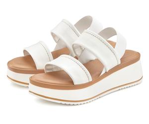 Plateausandaletten LASCANA "Sommerschuh, Sandale, Sandalette, offener Schuh, Plateausandale", Damen, Gr. 38, weiß, Obermaterial: 100% Rindsleder. Decksohle: 100% Synthetik. Futter: 100% Rindsleder. La
