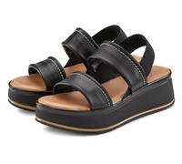 Plateausandale LASCANA Gr. 39, schwarz Damen Schuhe Riemchensandale Sandalette Sportliche Sandalen aus Leder mit modisch bequemer Plateausohle (35981121-39)