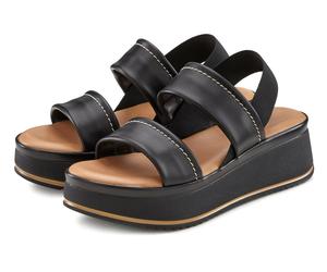 Plateausandaletten LASCANA "Sommerschuh, Sandale, Sandalette, offener Schuh, Plateausandale", Damen, Gr. 41, schwarz, Obermaterial: 100% Rindsleder. Decksohle: 100% Synthetik. Futter: 100% Rindsleder.