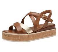 MARCO TOZZI Damen Sandalen flach mit Schließe Plateau, Braun (Cognac Comb), 39 EU