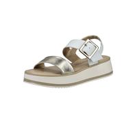 Plateausandaletten MARCO TOZZI "Marco Tozzi Sandalen Leder", Damen, Gr. 41, weiß (weiß, gold), Leder, Schuhe (40359841-41) weiß, gold