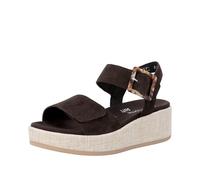Plateausandaletten REMONTE, Damen, Gr. 38, braun (dunkelbraun), Ziegenveloursleder, unifarben, Schuhe, Sommerschuh, Sandale mit praktischen Klettverschlüssen (29144762-38) dunkelbraun
