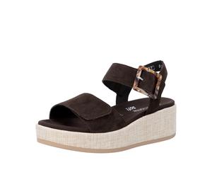 Plateausandaletten REMONTE, Damen, Gr. 38, braun (dunkelbraun), Ziegenveloursleder, unifarben, Schuhe, Sommerschuh, Sandale mit praktischen Klettverschlüssen (29144762-38) dunkelbraun