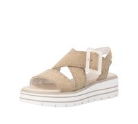 Plateausandaletten REMONTE, Damen, Gr. 38, hellbeige, Ziegenveloursleder, unifarben, Schuhe, Sommerschuh, Riemchensandale mit Klettverschluss (26651121-38) hellbeige