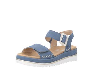 Plateausandaletten REMONTE, Damen, Gr. 40, jeansblau, Leder, unifarben, Schuhe, Sommerschuh, Keilsandale mit praktischen Klettverschlüssen (98148827-40) jeansblau