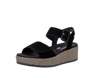 Plateausandaletten REMONTE, Damen, Gr. 40, schwarz, Ziegenveloursleder, unifarben, Schuhe, Sommerschuh, Sandale mit praktischen Klettverschlüssen (73111515-40) schwarz