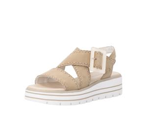 Plateausandaletten REMONTE, Damen, Gr. 42, beige (hellbeige), Ziegenveloursleder, unifarben, Schuhe, Sommerschuh, Riemchensandale mit Klettverschluss (26651121-42) hellbeige