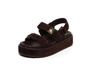 Plateausandaletten STEVE MADDEN "STEVE MADDEN Sandalen Veloursleder", Damen, Gr. 37, dunkelbraun, Veloursleder, Schuhe (11105613-37) dunkelbraun