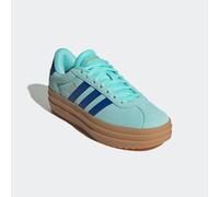 Plateausneaker ADIDAS SPORTSWEAR "VL COURT BOLD", Damen, Gr. 40,5, blau (flash aqua, royal blau, gold metallic), Leder, Synthetik, Schuhe Plateausneaker, inspiriert vom Design des adidas gazelle bold,