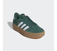 Plateausneaker ADIDAS SPORTSWEAR "VL COURT BOLD", Damen, Gr. 40, grün (collegiate grün, ftwr weiß, gold metallic), Leder, Synthetik, Schuhe Plateausneaker, inspiriert vom Design des adidas gazelle bol