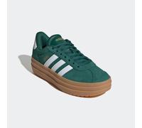 Plateausneaker ADIDAS SPORTSWEAR "VL COURT BOLD", Gr. 39, weiß (collegiate grün, cloud weiß, gold metallic), Leder, Synthetik, Schuhe Plateausneaker, Design auf den Spuren des adidas Gazelle Bold (361