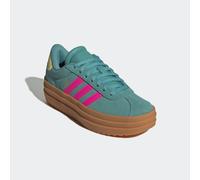 Plateausneaker ADIDAS SPORTSWEAR "VL COURT BOLD", Mädchen, Gr. 36, powder teal, shock pink, powder gelb, Leder, Synthetik, Schuhe Plateausneaker, Inspiriert vom adidas Gazelle Bold, für Kinder & Jugen