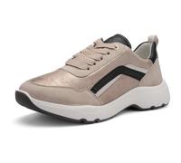 Plateausneaker ARA "BOSTON", Damen, Gr. 39, creme, schwarz, hellbeige, Glattleder, Velourslederimitat, kontrastfarbene Details, Schuhe Plateausneaker, Freizeitschuh, Schnürschuh mit Hight Soft-Ausstat